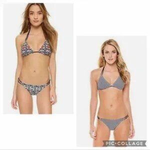 Tory Burch Acoma Triangle Reversible Bikini Top & Hipster Bottom in size XS/S